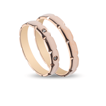 Βέρες Σετ Ροζ Χρυσές με Ζιργκόν MASCHIO FEMMINA SL74 - themelidisjewels